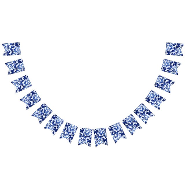 Butterflies Watercolor Blue Bunting Flags (All)