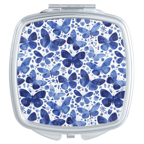 Butterflies Watercolor Blue compact mirror