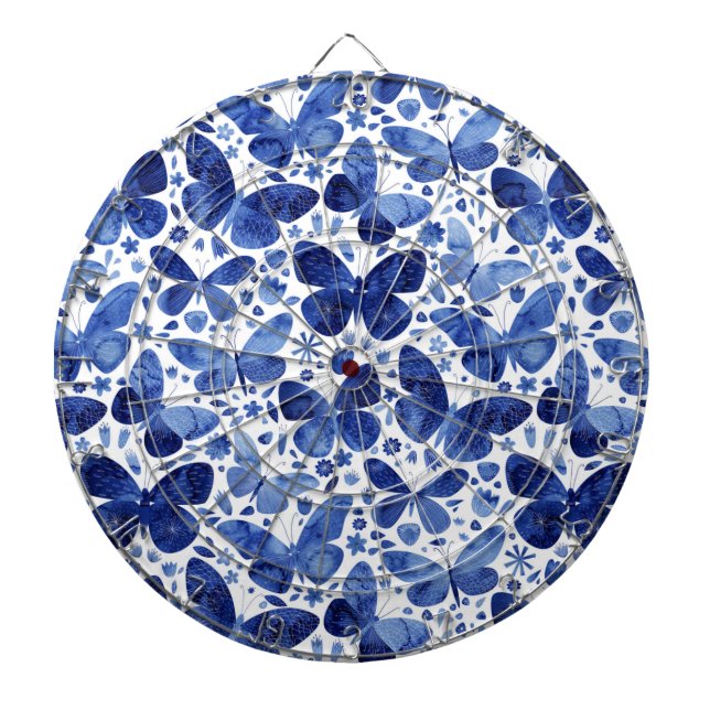 Butterflies Watercolor Blue Dart Board (Front)