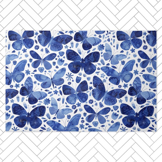 Butterflies Watercolor Blue Doormat (Creator Uploaded)
