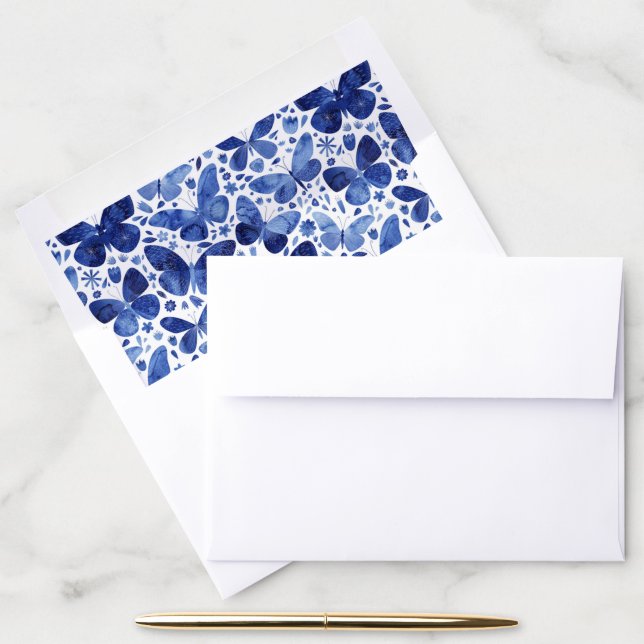 Butterflies Watercolor Blue Envelope Liner (Desk)
