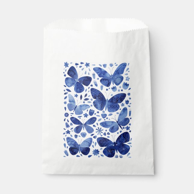 Butterflies Watercolor Blue Favor Bag (Front)