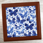 Butterflies Watercolor Blue Gift Box<br><div class="desc">Indigo blue and white watercolor butterfly painting.</div>
