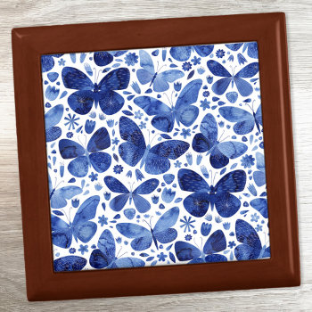 Butterflies Watercolor Blue Gift Box by Squirrell at Zazzle