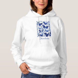 Butterflies Watercolor Blue Hoodie