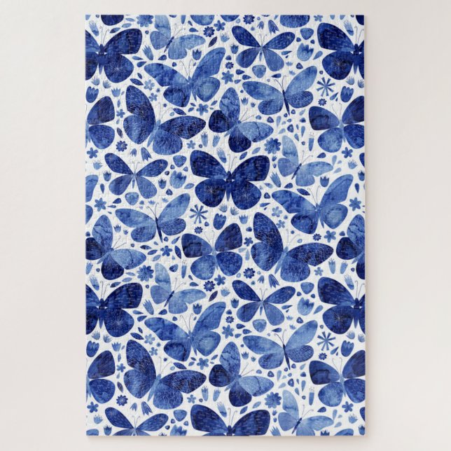Butterflies Watercolor Blue Jigsaw Puzzle (Vertical)