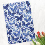 Butterflies Watercolor Blue Kitchen Towel<br><div class="desc">Indigo blue and white watercolor butterfly painting.</div>