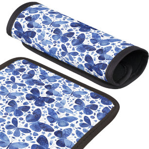Butterflies Watercolor Blue Luggage Handle Wrap