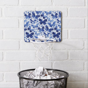 Butterflies Watercolor Blue Mini Basketball Hoop
