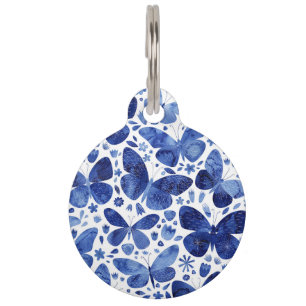 Butterflies Watercolor Blue Pet ID Tag