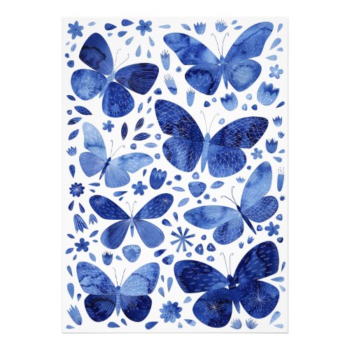 Butterflies Watercolor Blue Photo Print