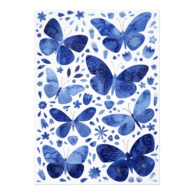 Butterflies Watercolor Blue Photo Print (Front)