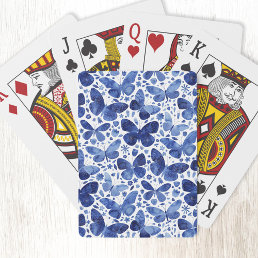 Butterflies Watercolor Blue Playing Cards