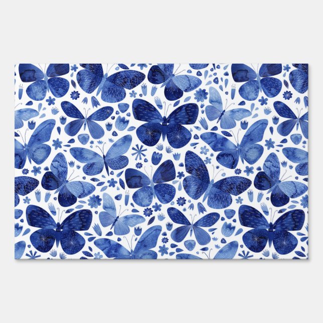 Butterflies Watercolor Blue Sign (Front)