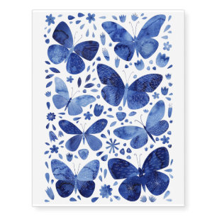 Butterflies Watercolor Blue Temporary Tattoos