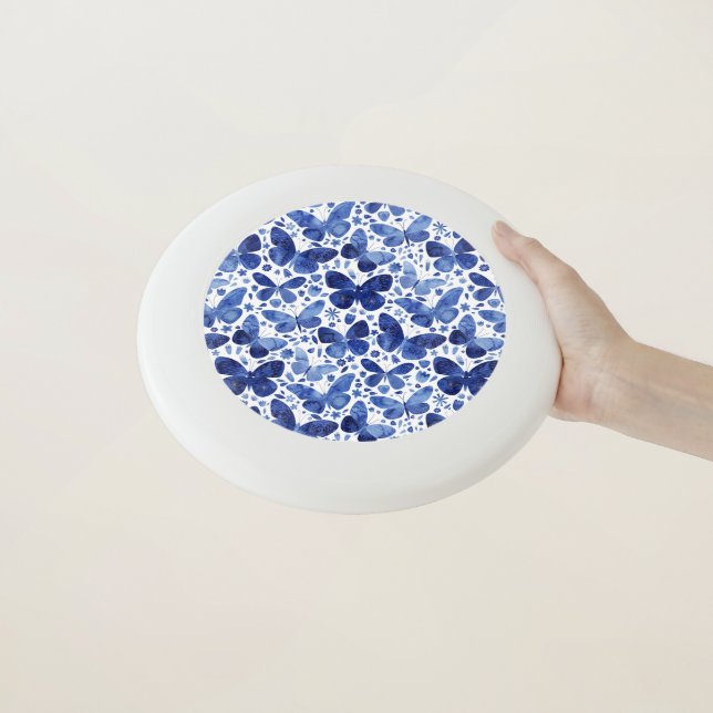 Butterflies Watercolor Blue Wham-O Frisbee (In Hand)