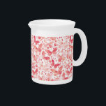 Butterflies Watercolor Coral Pink Beverage Pitcher<br><div class="desc">Coral pink and white watercolor butterfly painting.</div>