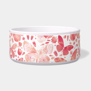 Butterflies Watercolor Coral Pink Bowl
