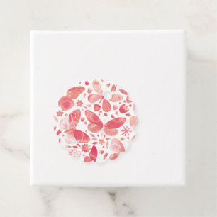 Butterflies Watercolor Coral Pink Favor Tags