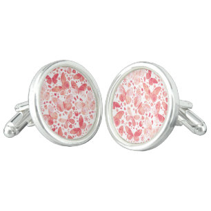 Butterflies Watercolor Coral Pink Keepsake Cufflinks