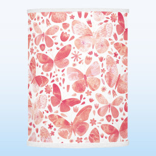 Butterflies Watercolor Coral Pink Lamp Shade