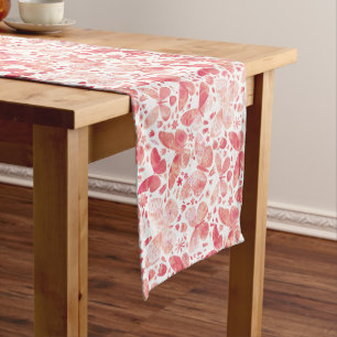Butterflies Watercolor Coral Pink Long Table Runner