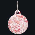 Butterflies Watercolor Coral Pink Pet ID Tag<br><div class="desc">Coral pink and white watercolor butterfly painting. Change the pet name and phone number.</div>