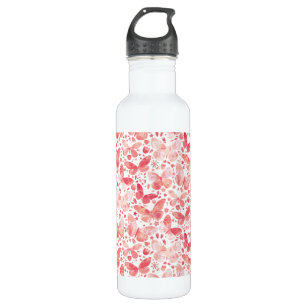 Butterflies Watercolor Coral Pink Stainless Steel Water Bottle