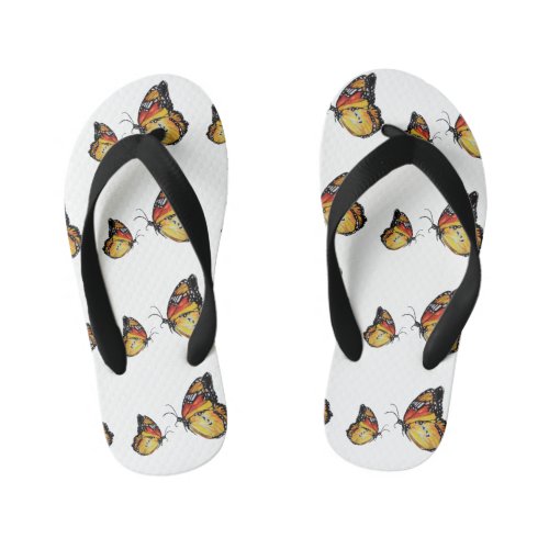 Butterflies watercolor draw Flip Flops Kids Kids Flip Flops