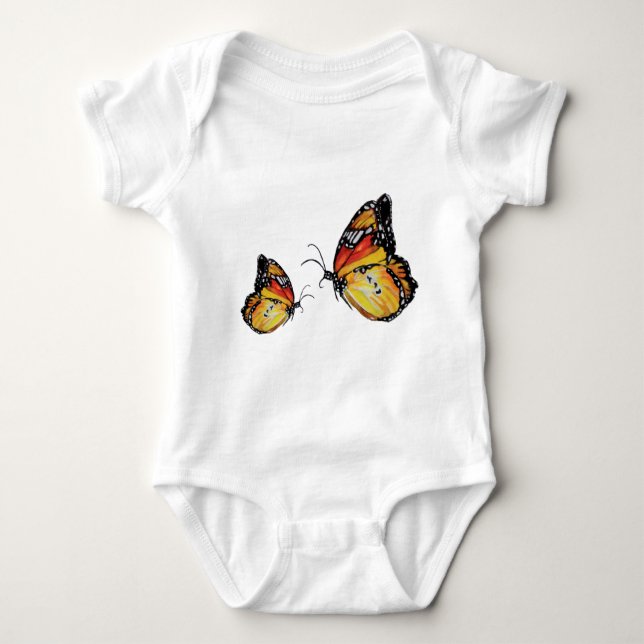 Butterflies watercolor drawingBaby Jersey Bodysuit (Front)