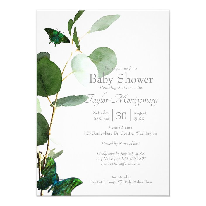 greenery baby shower invites