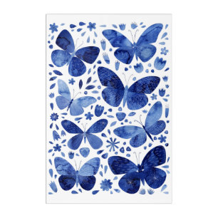 Butterflies Watercolor Indigo Blue Acrylic Print