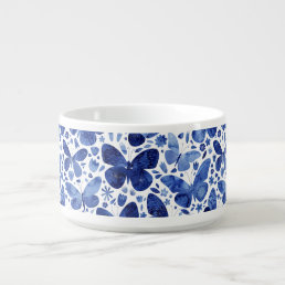 Butterflies Watercolor Indigo Blue Bowl