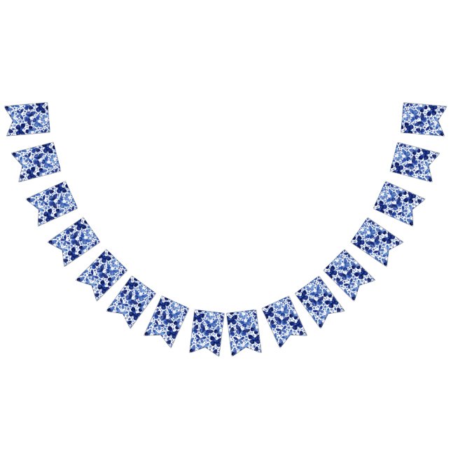 Butterflies Watercolor Indigo Blue Bunting Flags (All)