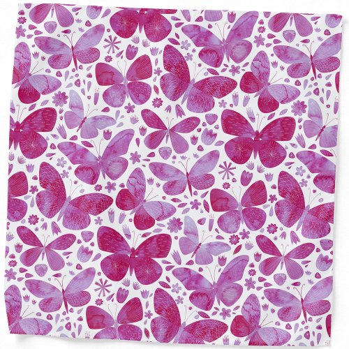 Butterflies Watercolor Magenta Pink bandana