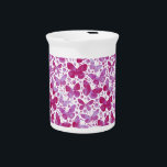 Butterflies Watercolor Magenta Pink Beverage Pitcher<br><div class="desc">Magenta pink and white watercolor butterfly painting.</div>