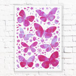 Butterflies Watercolor Magenta Pink Canvas Print<br><div class="desc">Magenta pink and white watercolor butterfly painting.</div>