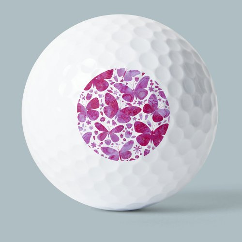 Butterflies Watercolor Magenta Pink Golf Balls