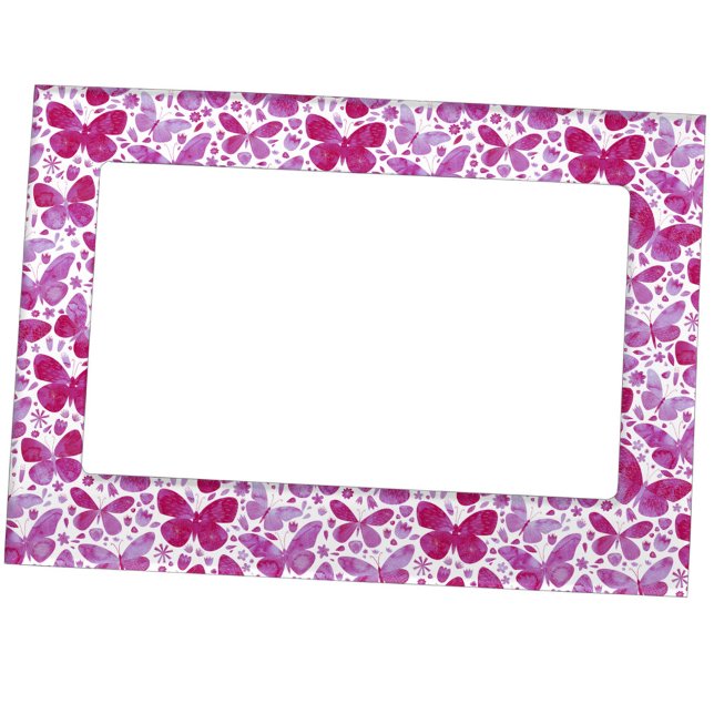 Butterflies Watercolor Magenta Pink Magnetic Frame (Pink watercolor butterfly pattern magnetic frame)