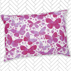 Butterflies Watercolor Magenta Pink Pet Bed