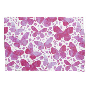 Butterflies Watercolor Magenta Pink Pillow Case