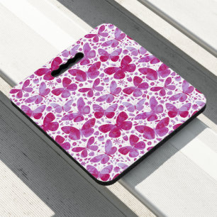 Butterflies Watercolor Magenta Pink Seat Cushion