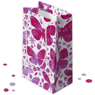 Butterflies Watercolor Magenta Pink Small Gift Bag