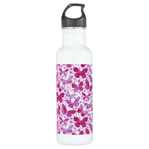 Butterflies Watercolor Magenta Pink Stainless Steel Water Bottle
