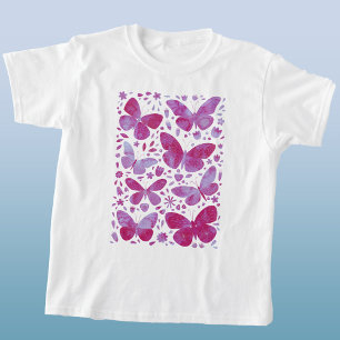 Butterflies Watercolor Magenta Pink T-Shirt
