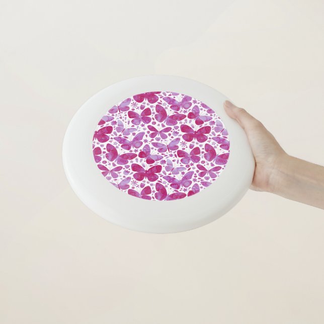 Butterflies Watercolor Magenta Pink Wham-O Frisbee (In Hand)