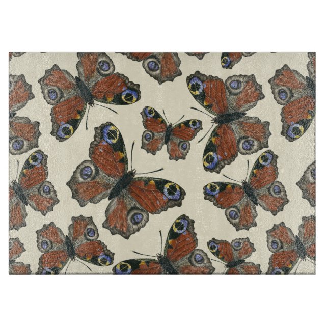Butterflies watercolor pattern cutting board (Front)
