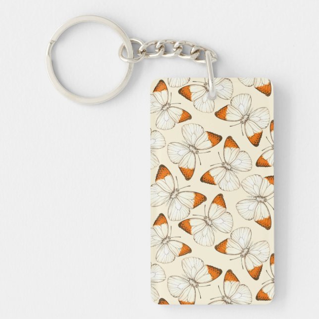 Butterflies watercolor pattern keychain (Front)