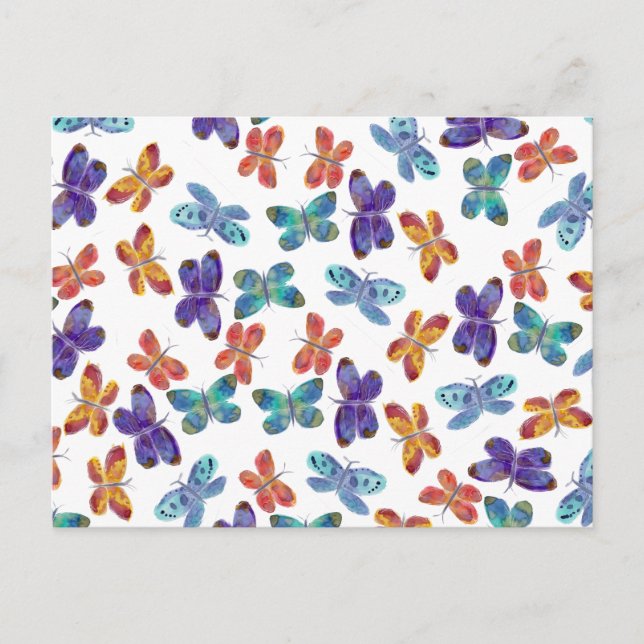 Butterflies Watercolor Pattern Postcard (Front)