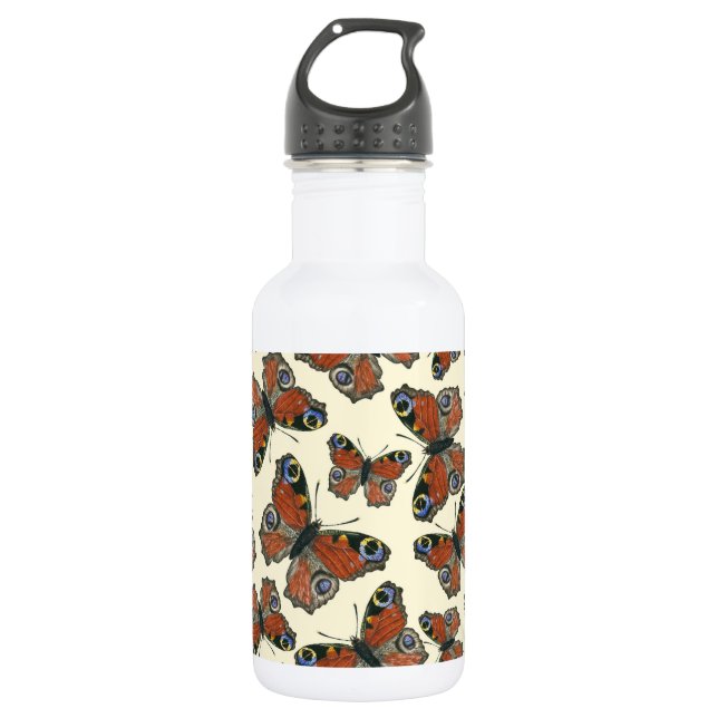 Butterflies watercolor pattern stainless steel water bottle (Front)